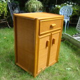 Vintage bedside furniture bamboo / rattan 70