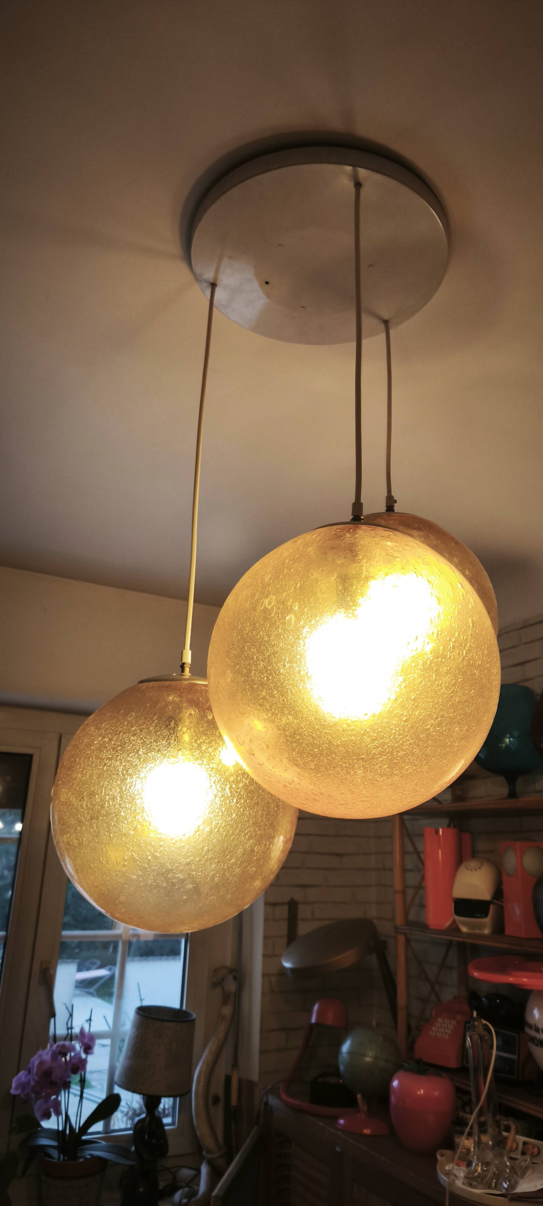 Amber glass ball suspension light Parscot