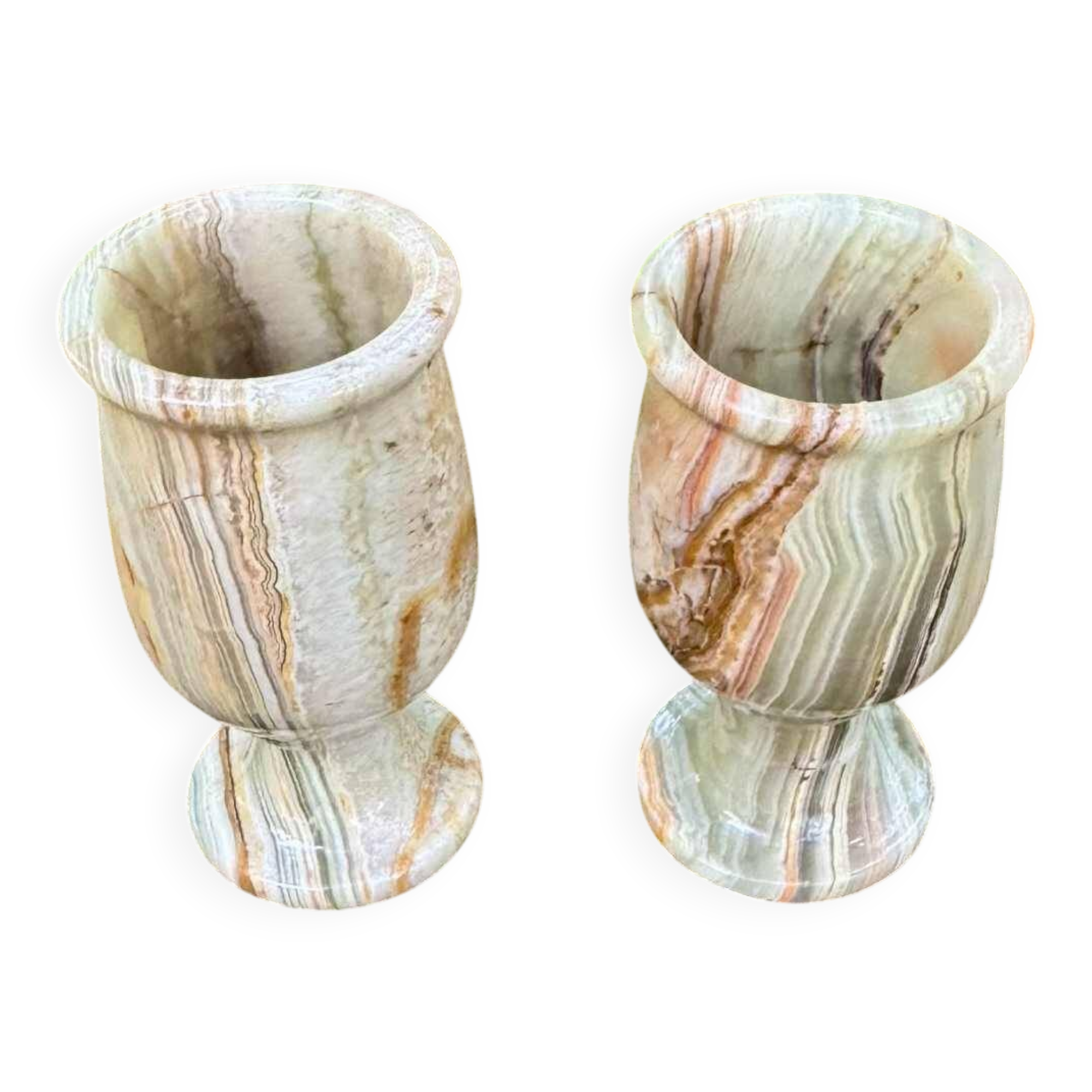 Paire de verres en onyx et leur coffret
