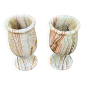 Paire de verres en onyx et leur coffret