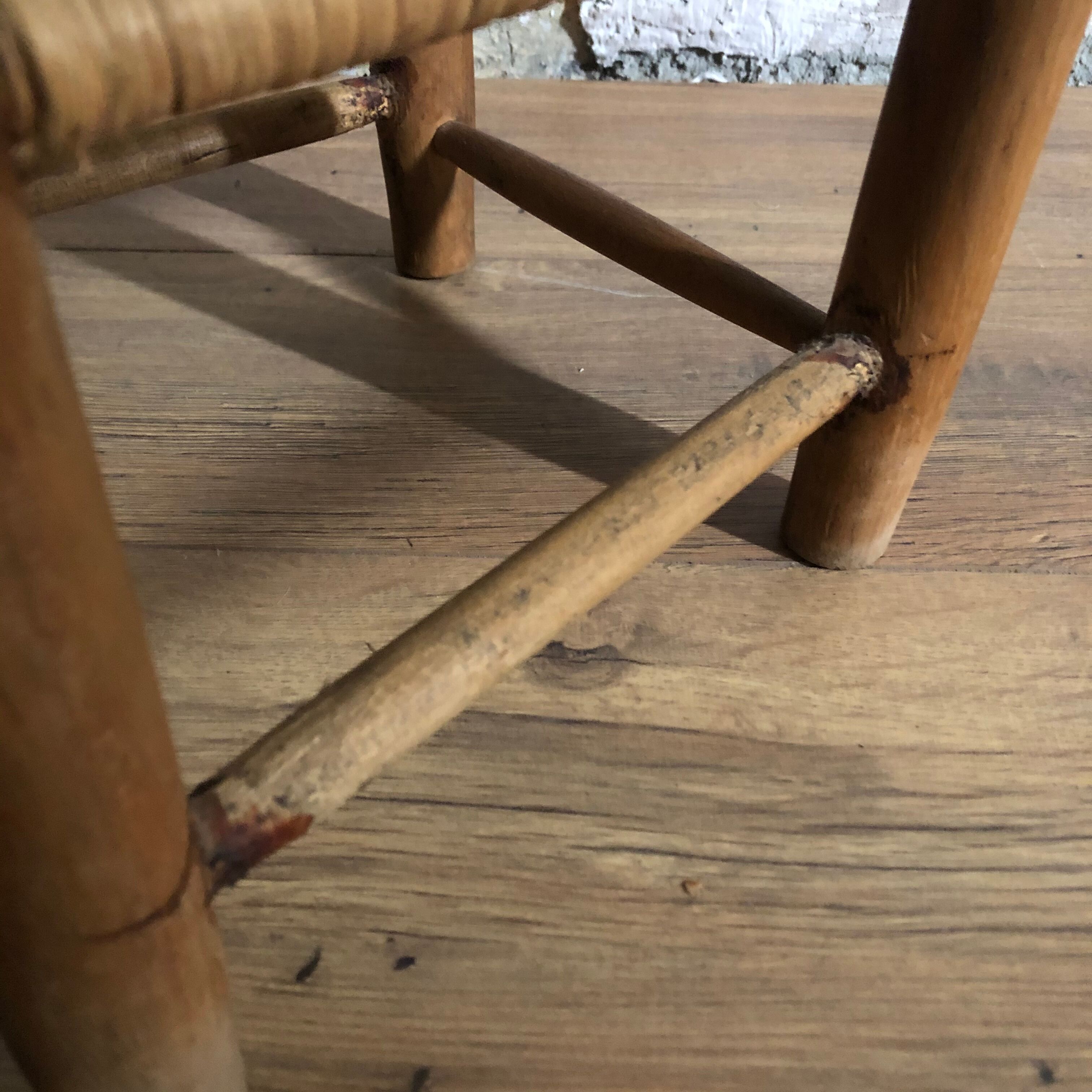 Small vintage children's chair - wood and rattan sluice