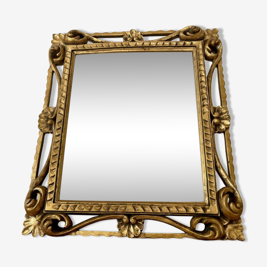 Miroir à poser au cadre en bois doré ajouré | Selency