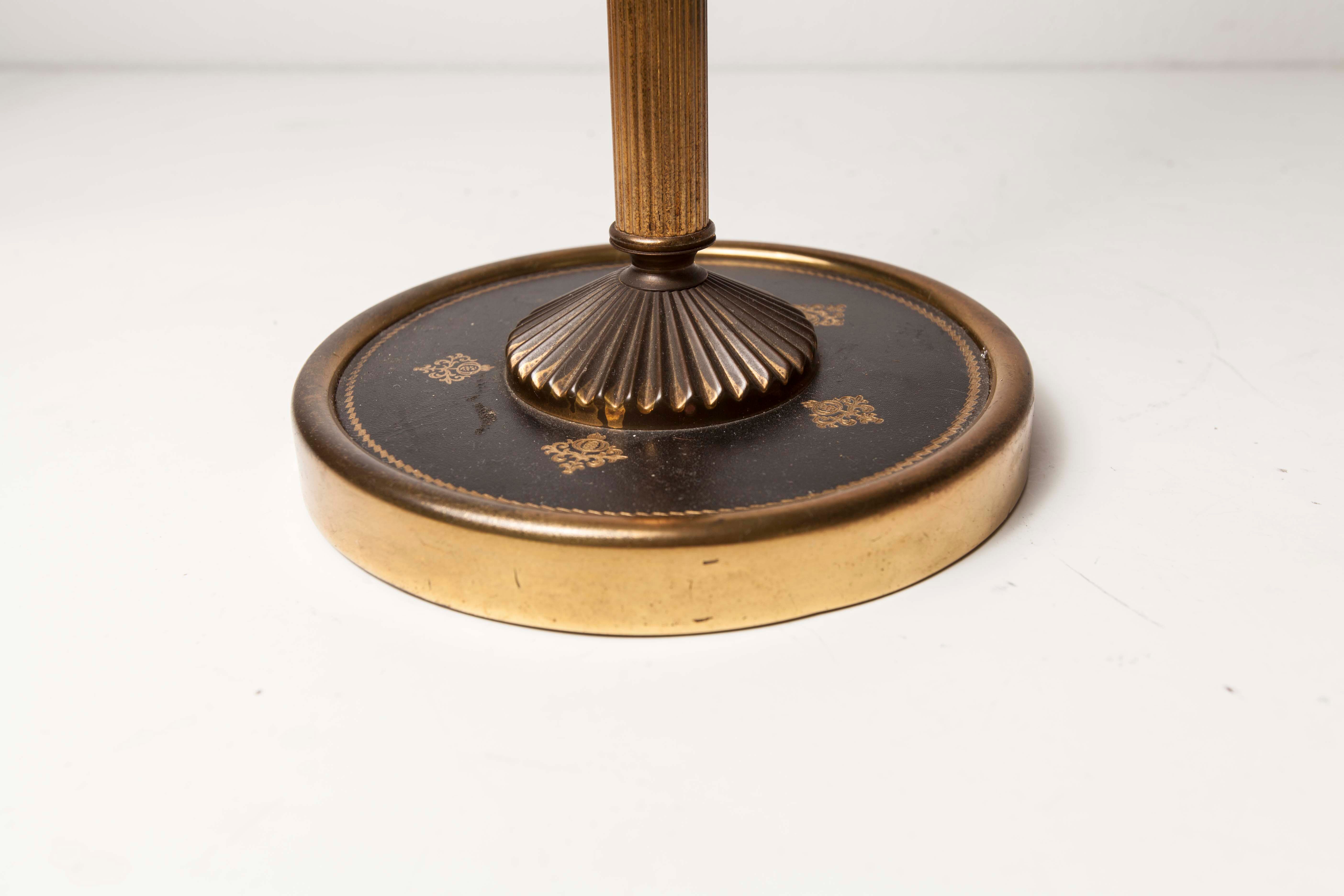 Ashtray on feet 60s gold, glass and leather