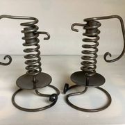 Pair of Bouillot-style spiral spring candlesticks