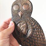 Owl sculpture in gilded brass bronze