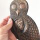 Owl sculpture in gilded brass bronze