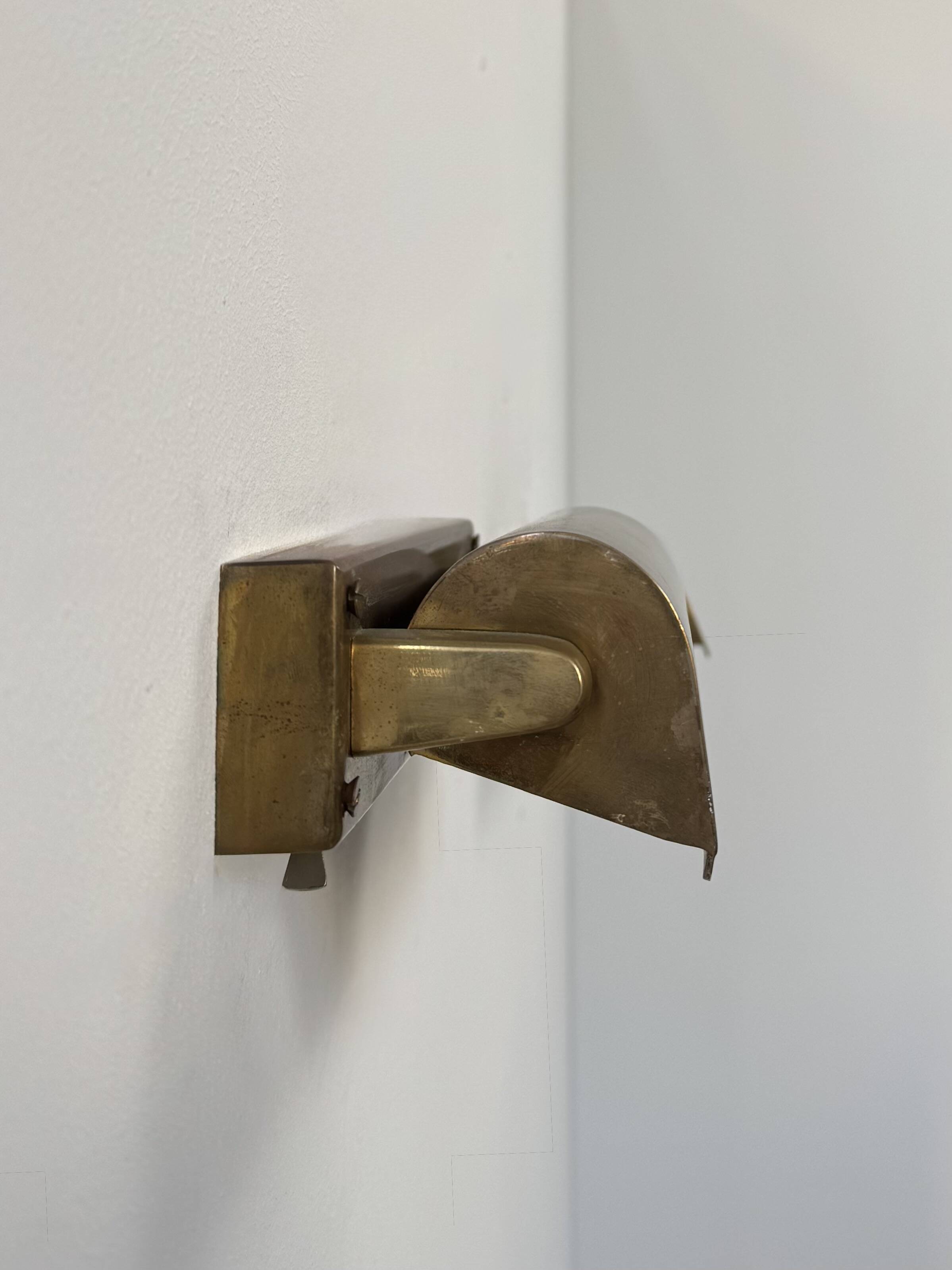 Paire d'appliques vintage moderniste laiton patiné, France, 1960