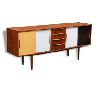 Enfilade Danish vintage with its colorful doors - 1970