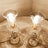 Pair of cut glass table lamps, France, 1950s