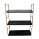 String modular shelf in gilded brass and black lacquered sheet metal Modernist DESIGN 1950-1960