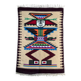 Vintage 100% woven wool rug