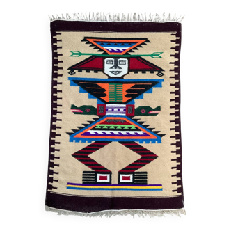 Tapis vintage 100% laine tissée