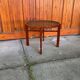 Vintage Art Deco round side table with cane top and walnut wooden frame, 1930s
