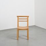 Solid beech chairs with log backs, French work, 1980