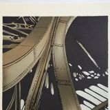 Set of 4 original lithographs by Alain le Foll, 1978. Architecture