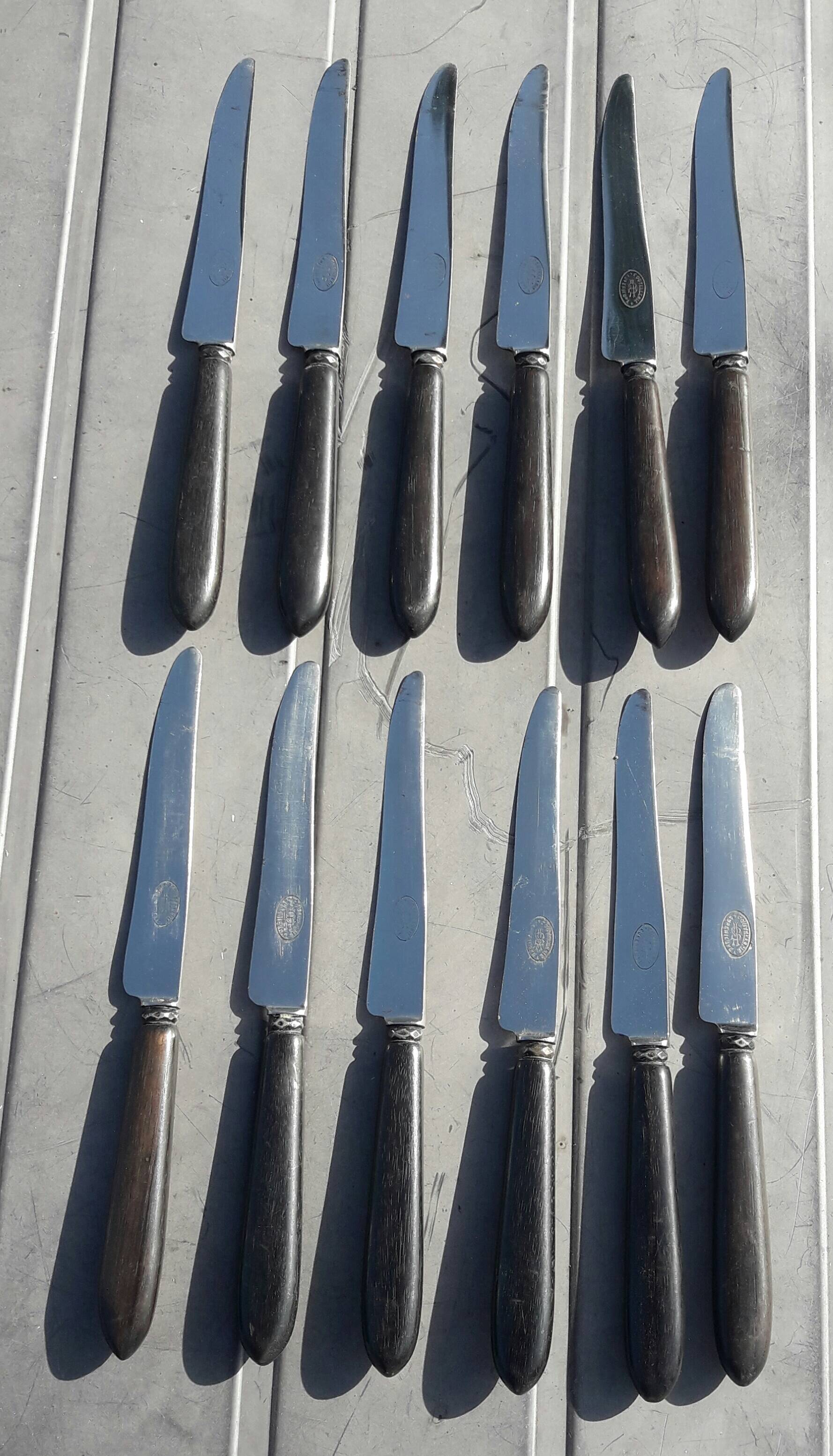 Set of 12 fruit knives with ebony handles coutellerie supérieure