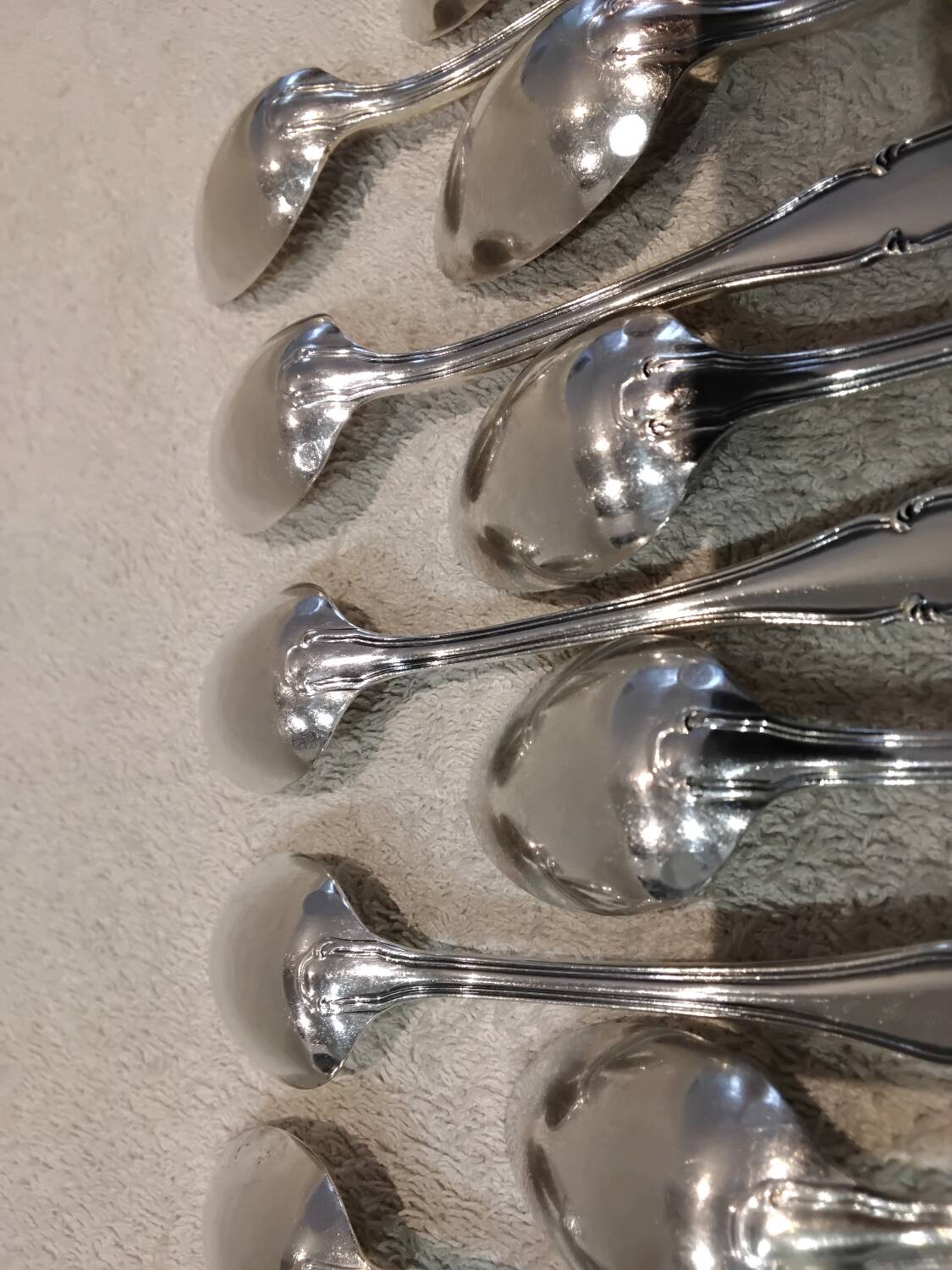 12 silver-plated metal teaspoons, Ercuis Valencay silversmith, 14.3cm