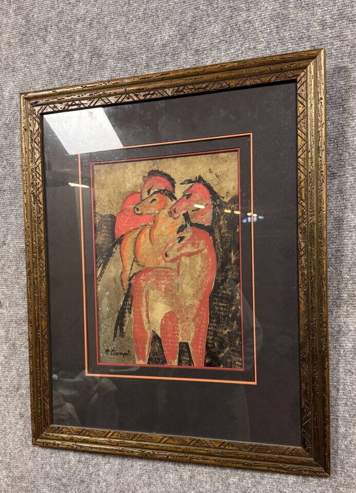 Christine Germant (1954): watercolor depicting horses