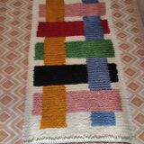Handmade natural wool hallway rug, size 75 x 300 cm