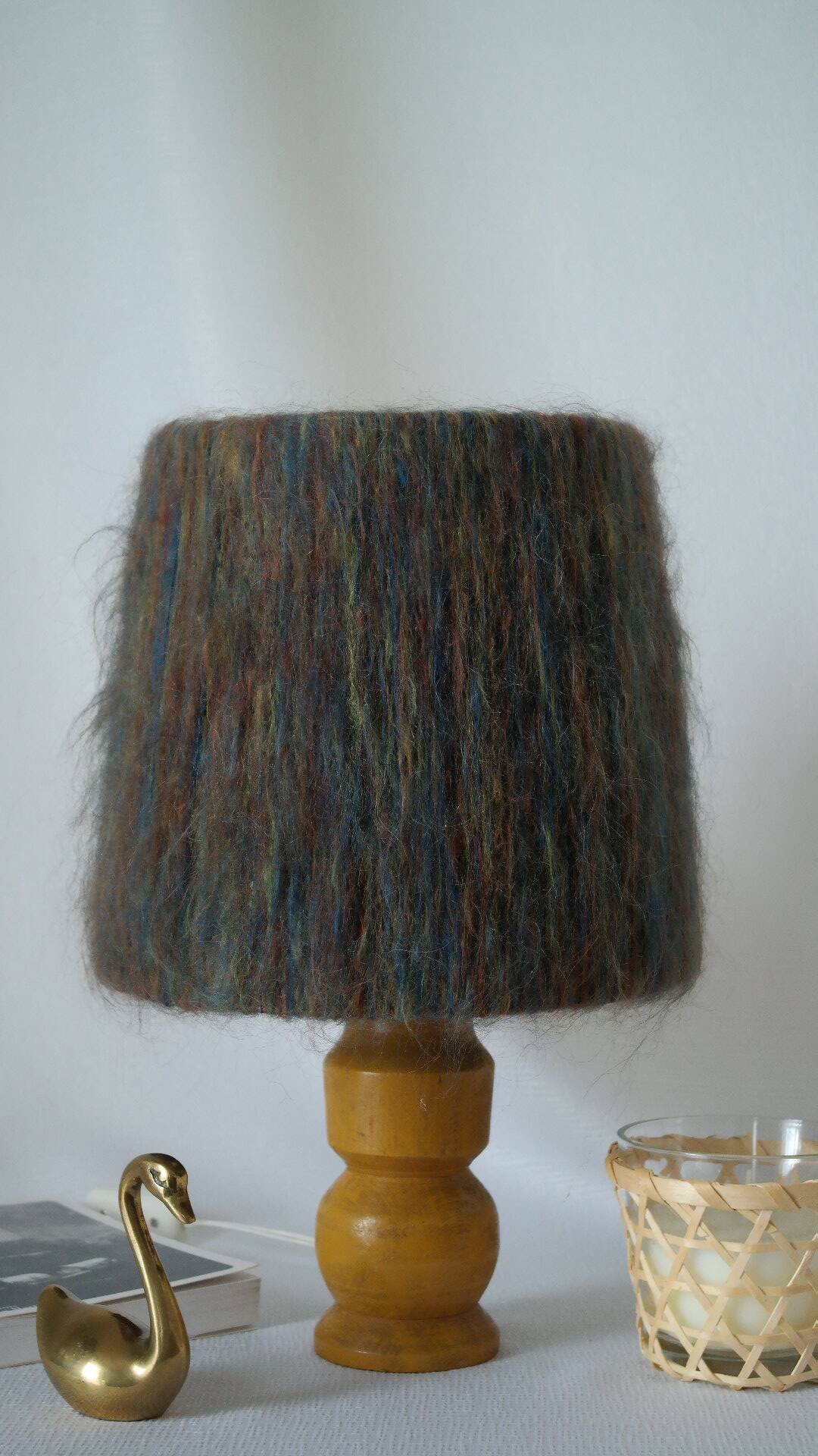 Vintage handmade wool hat lamp