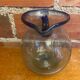 Antique Blown Bubble Glass Pitcher Transparent & Cobalt Blue 2L Vintage