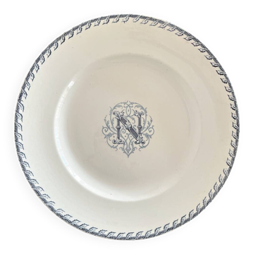 Round iron earth dish monogram “N” KG Lunéville