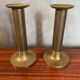 Antique Pair Of Vintage Brass Column Candle Holders
