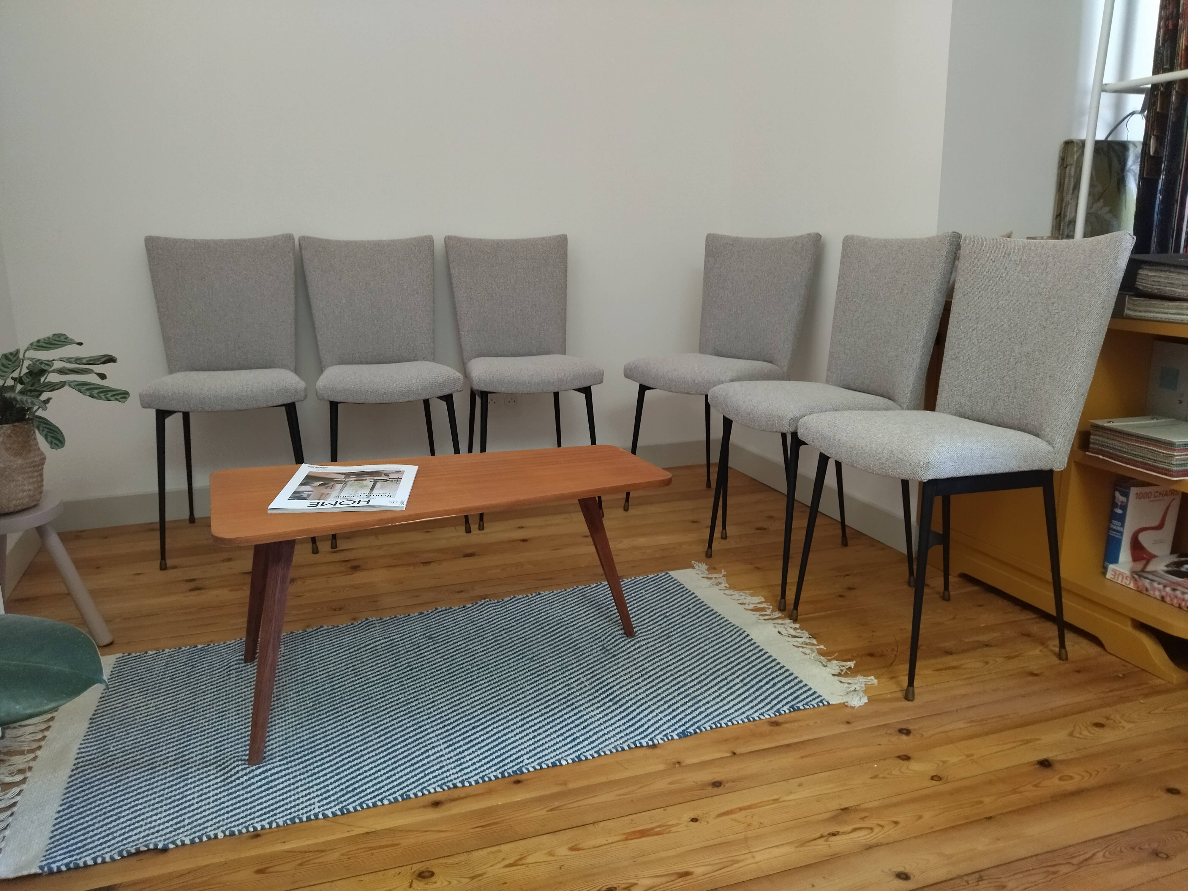 Set of 6 chairs attributed to Colette Gueden (1905-2000) reupholstered