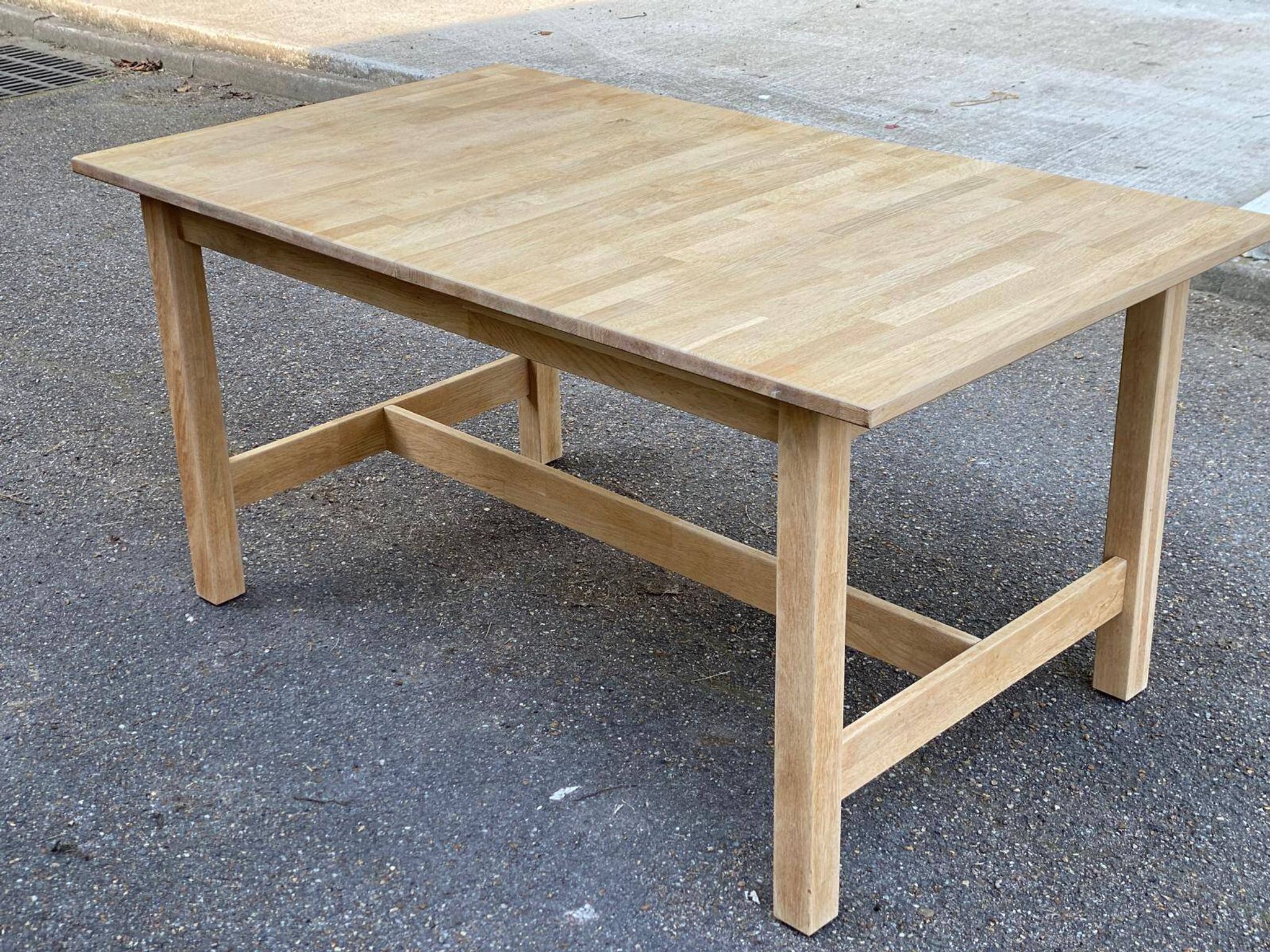 Table à manger scandinave rénovée en chêne 145-200cm