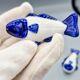 Set of 11 vintage blue and white porcelain fish knife rests.