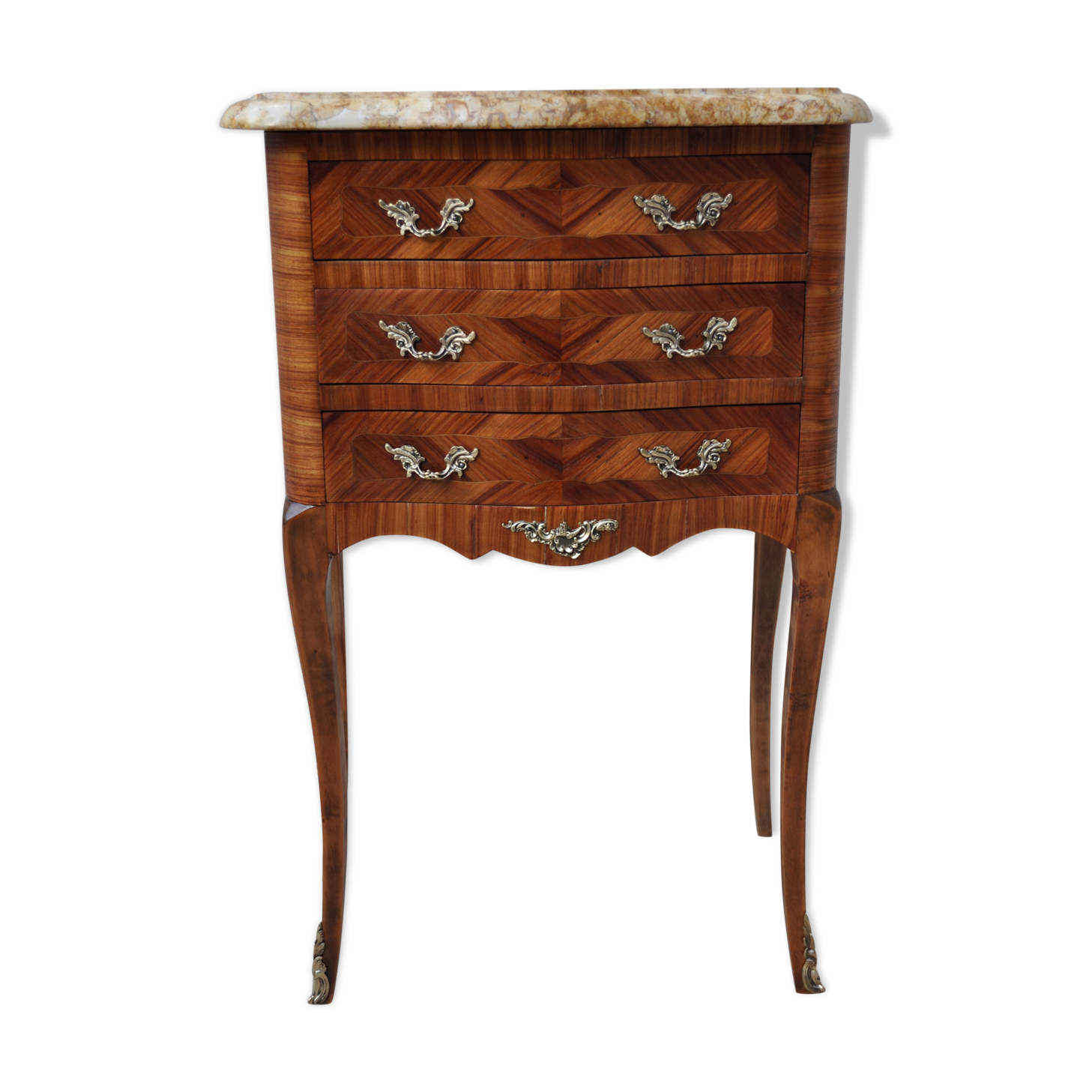 Bedside Louis XV marquetry marble