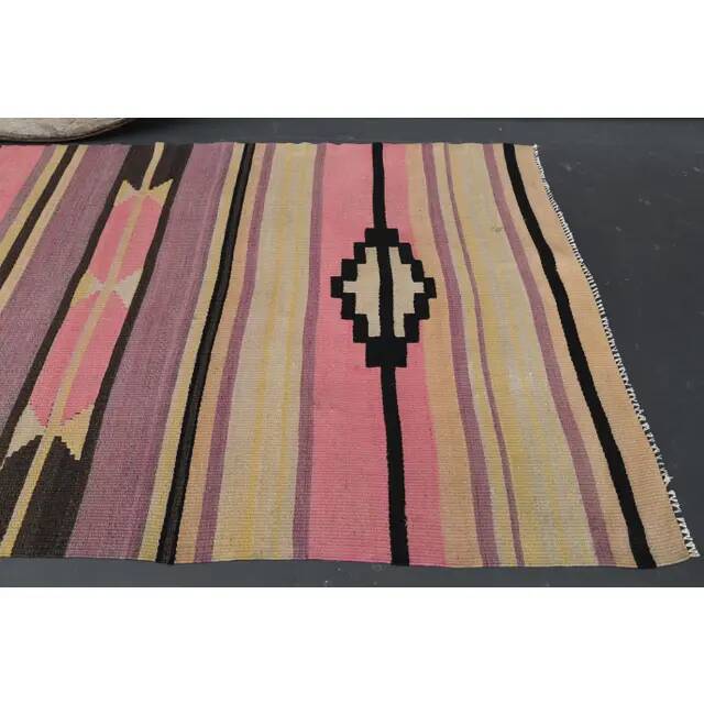 Vintage Turkish Oushak Handmade Wool Cotton Purple Runner Rug 93x234