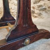 Table d'appoint ancienne française en noyer / Petite table d'écriture – Noyer teinté noir avec des nuances rougeâtres – Fin XIXe / début XXe siècle