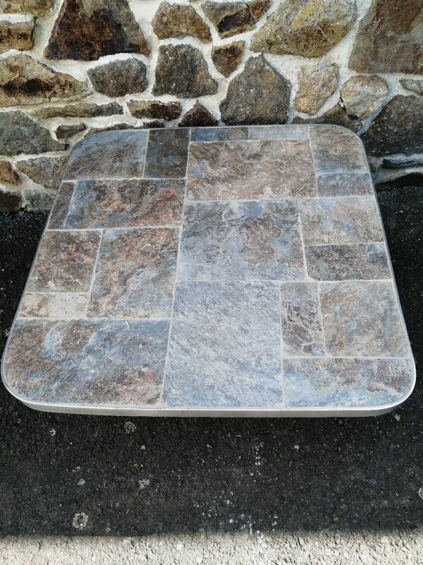 Table basse metal et ardoise