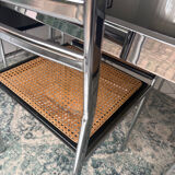 Vintage dining set – smoked glass & chrome – 5 chairs – year