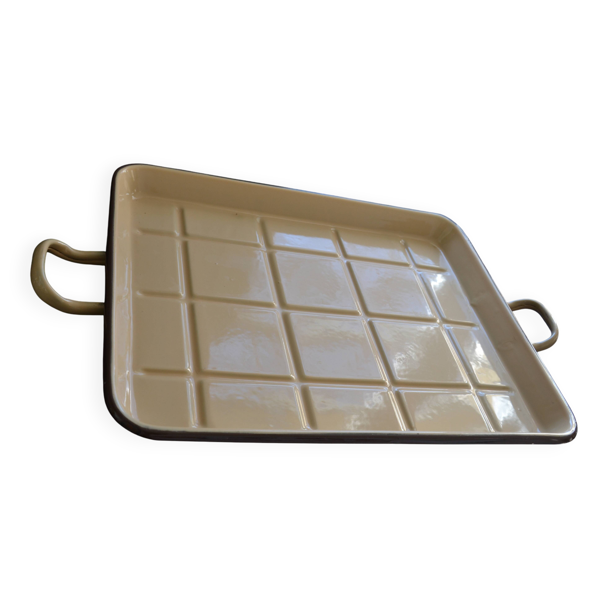 Vintage enamelled sheet metal tray