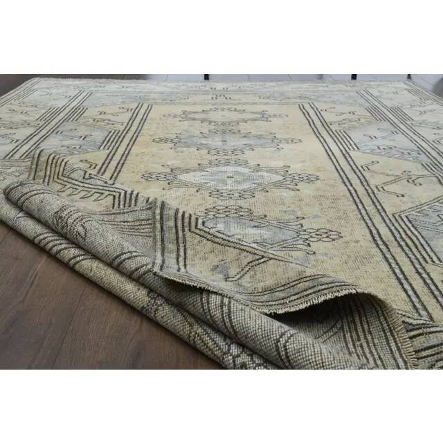 1970s Vintage Turkish Oushak Handmade Wool Cotton Orange Area Rug  170x263