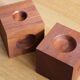 Duo of Scandinavian teak cube candlesticks
