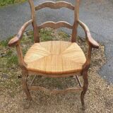 Rustic straw armchair