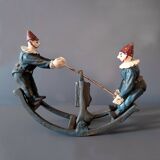Jouet ancien "Bascule aux clowns en fonte peinte" années 1930