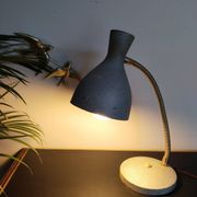 Hammered gray cocotte desk lamp, vintage French, 1940s