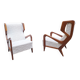 Armchairs Wooden Ears Model in White Boucle by Gio Ponti for Manifattura Artigianale Italiana, 1990s, Set of 2