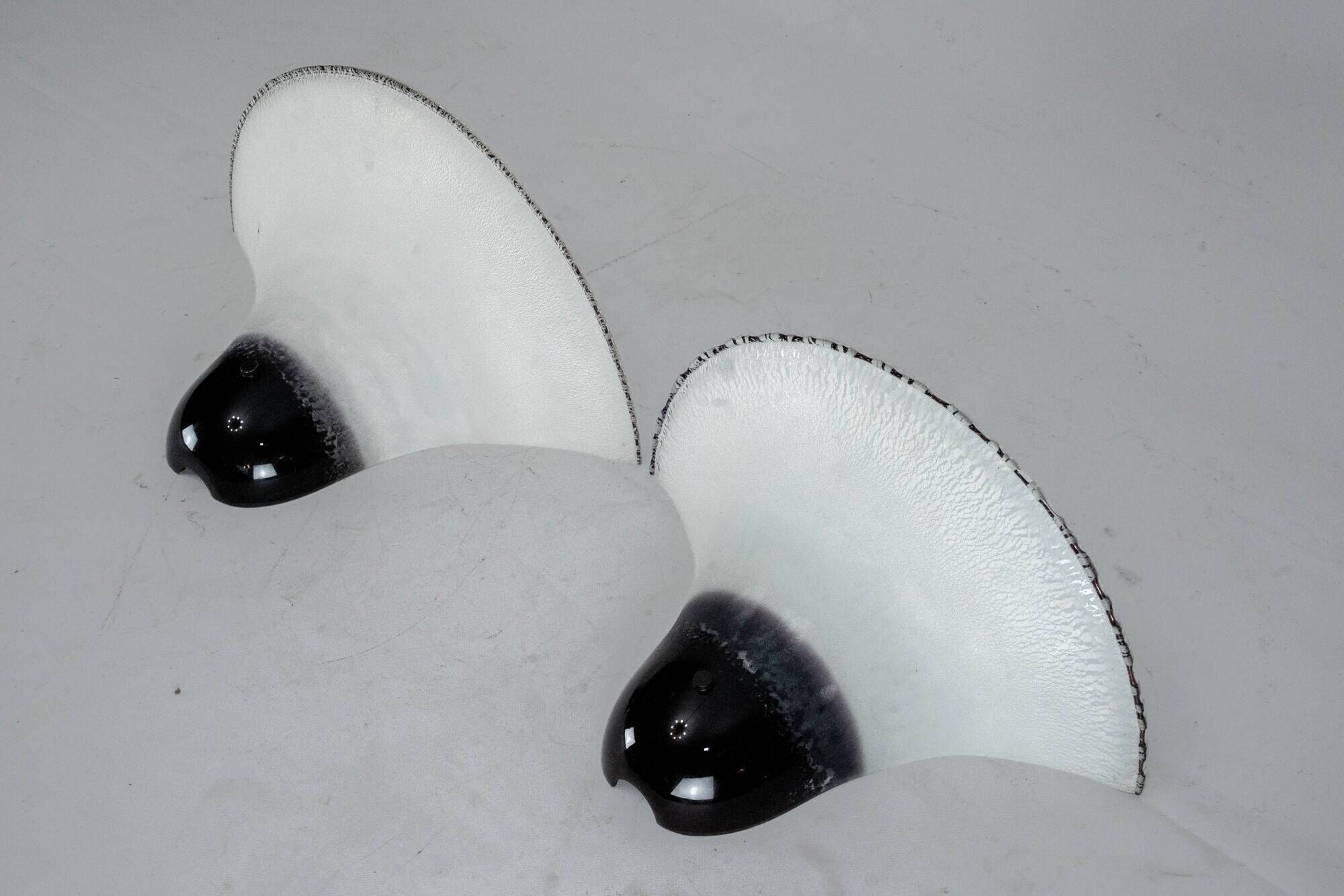 Pair of Large Labeled Barbini Murano Glass Wall Sconces. Italy 1970s