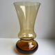 Vase diabolo en verre ambré années 70