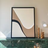 Tableau relief beige taupe et noir