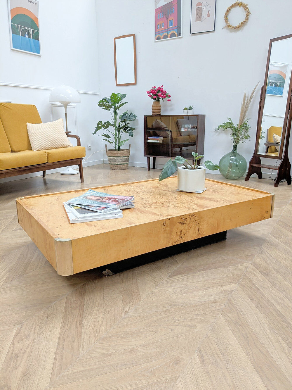 Table basse vintage par Jean Claude Mahey