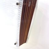 Scandinavian pendant light in ribbed glass and teak, 1960