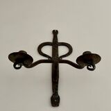 Brutalist wrought iron wall candle holder