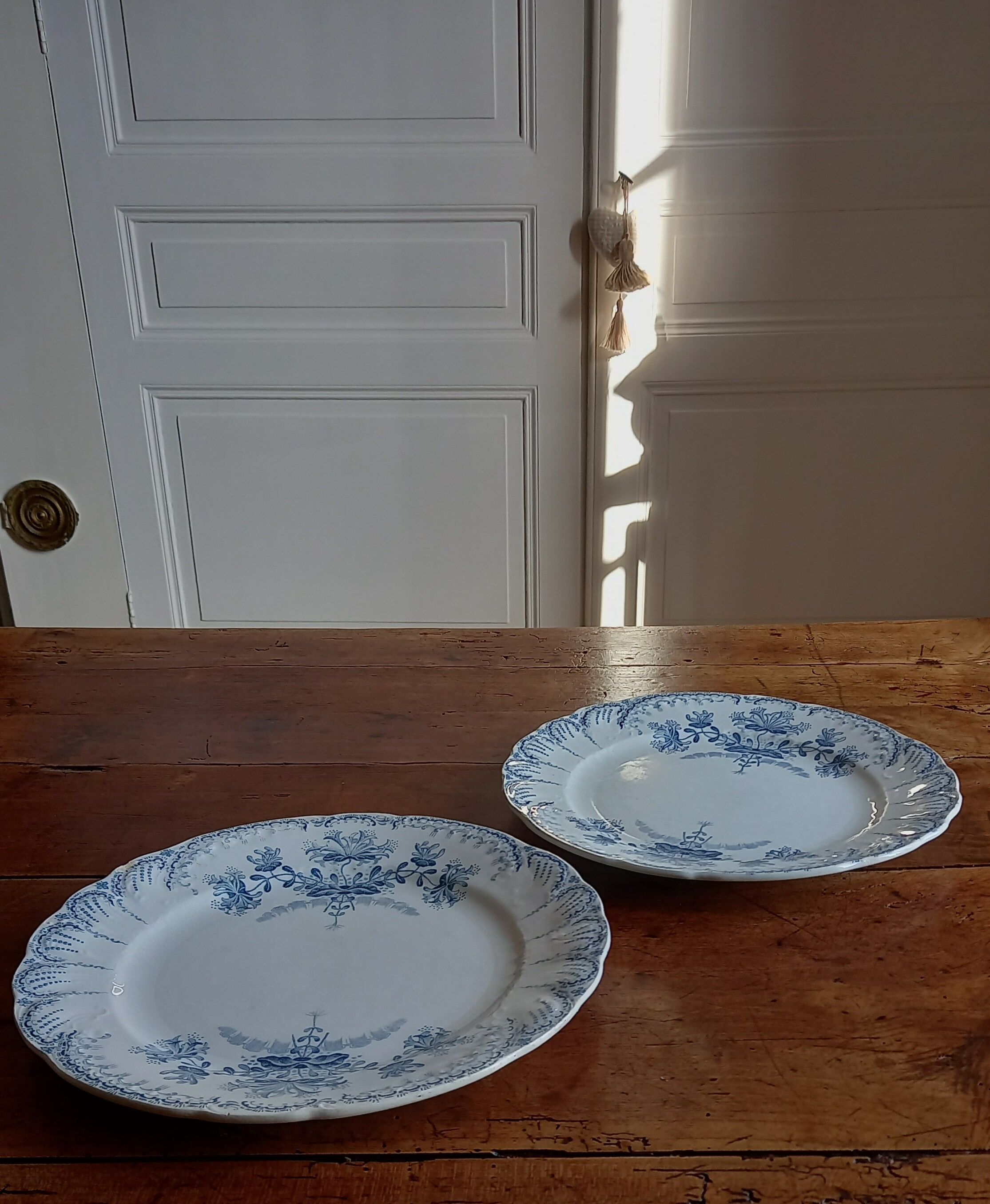 Pair of flat plates Terre de Fer "Régence" Saint-Amand & Hamage
