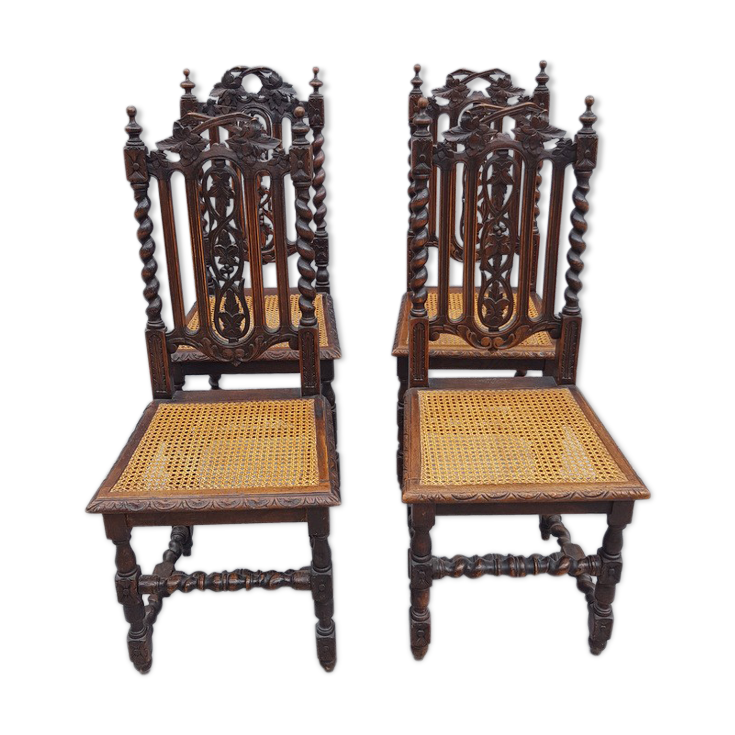 4 Twisted gothic chairs seated